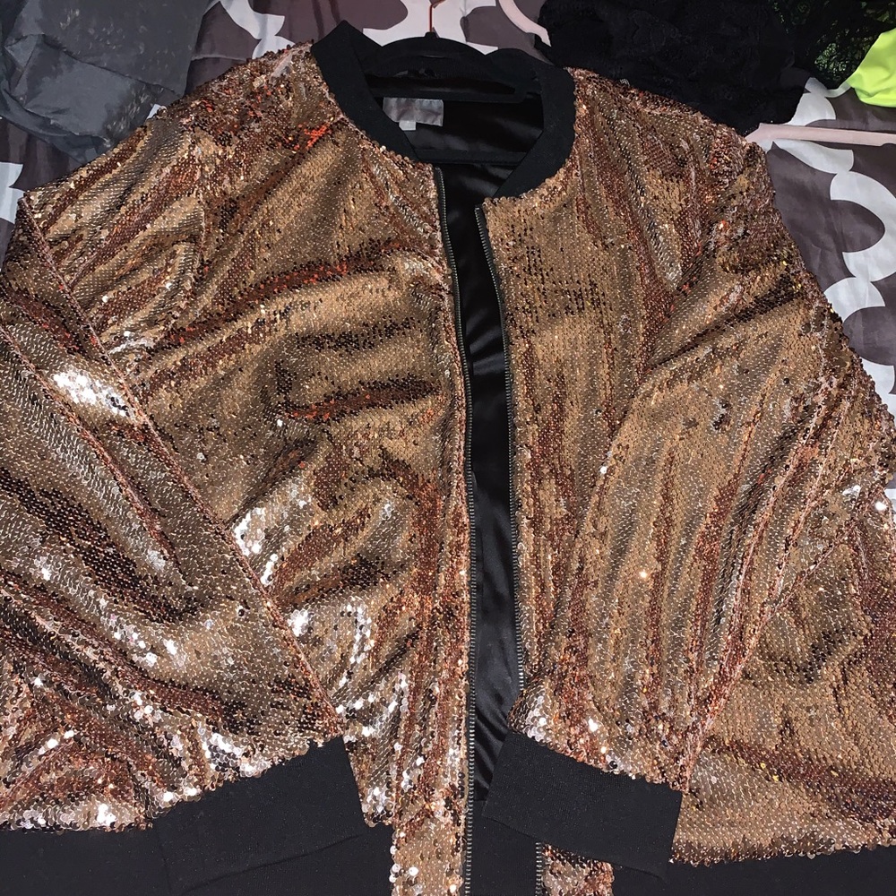 Sequins rose gold jacket